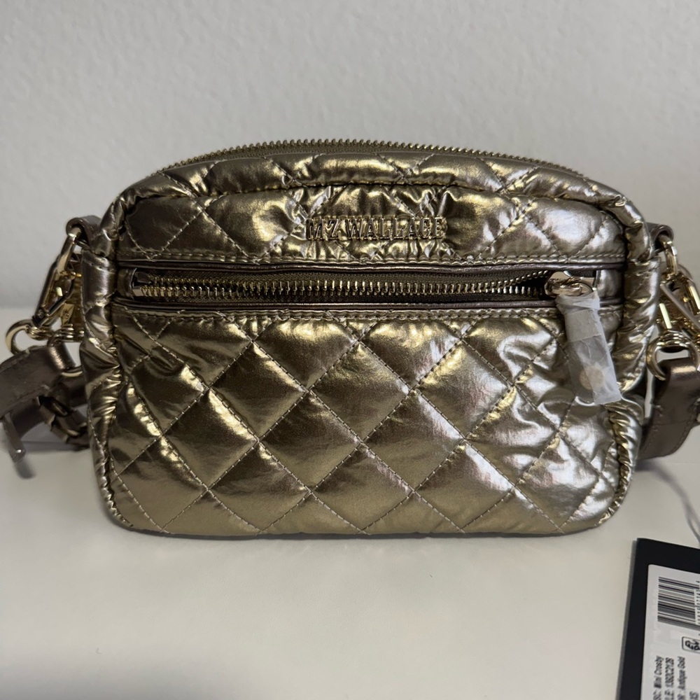 MZ Wallace Gold mini crosbit Quilted Crossbody Bag in color antique gold - Picture 9 of 9
